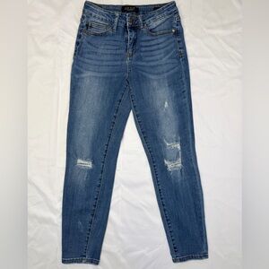 Judy Blue Medium Blue Distressed Skinny Jeans